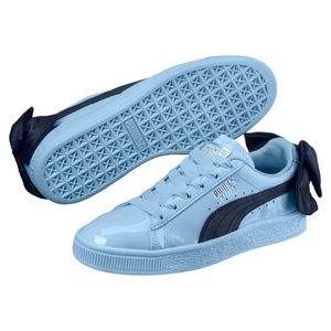 PUMA Patent Basket Bow Slip On Sneaker Blue